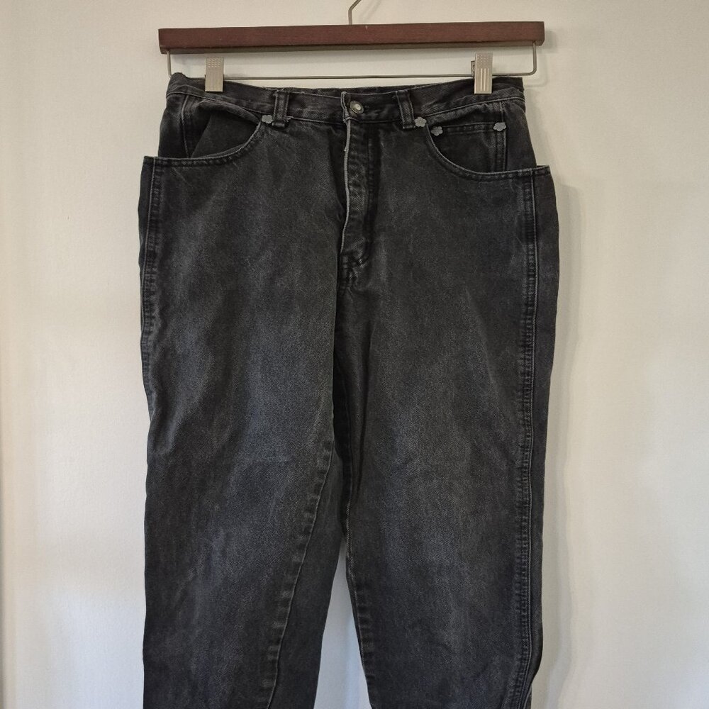 VTG L.A. Gear High Waisted Black Tapered Peg Top Zip Ankle Mom Jean Retro 80 90s - Picture 2 of 14